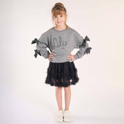 Lili Gaufrette Girls Silver Sconce Sweatshirt W Bows