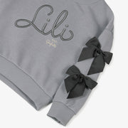 Lili Gaufrette Girls Silver Sconce Sweatshirt W Bows