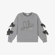 Lili Gaufrette Girls Silver Sconce Sweatshirt W Bows