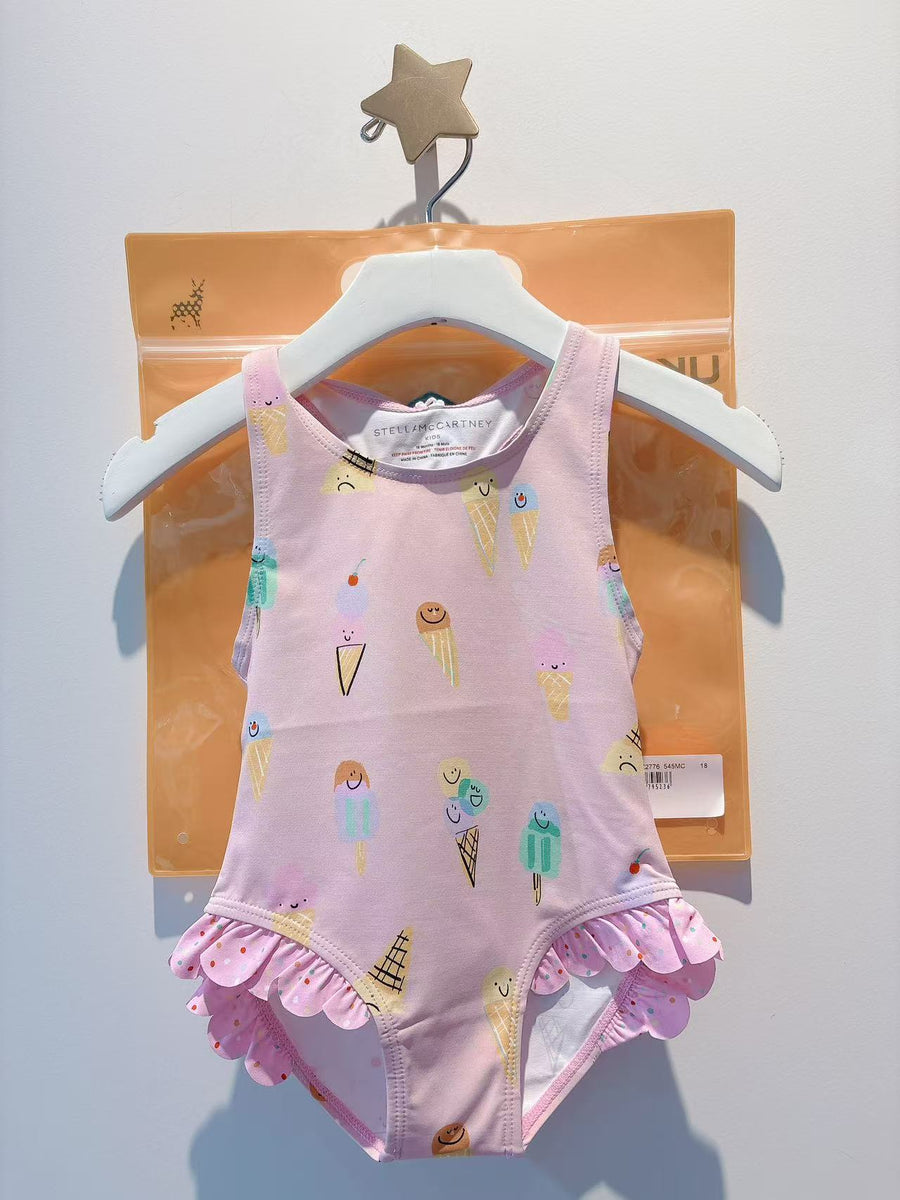 Stella McCartney Kids Girls Pink Ice Cream Swimsuit (UPF50+)