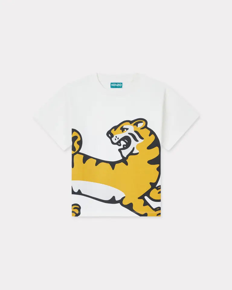 KENZO KIDS Boys Ivory Cotton Tiger T Shirt