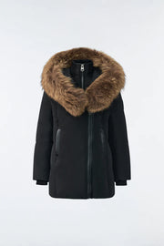 Mackage LEELEE Girls Down Coat with Removable Silver Fox Collar