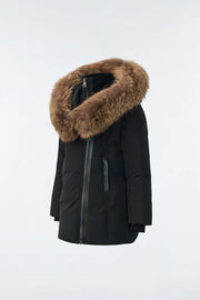 Mackage LEELEE Girls Down Coat with Removable Silver Fox Collar