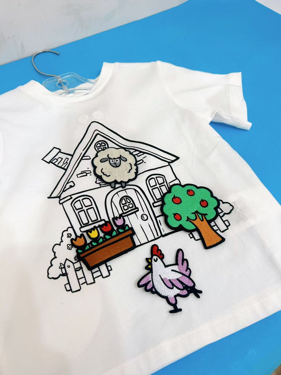 Stella Mccartney Kids White T-Shirt With House Print