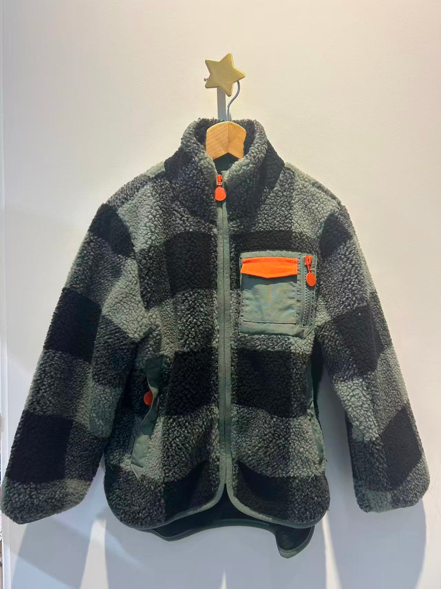 Stella McCartney Kids Boys Green & Black Check Fleece Jacket