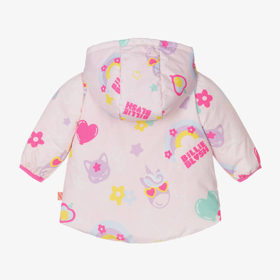 Billieblush Baby Pink Padded Rainbow Cat Jacket