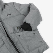 Boss Boys Grey Padded Hooded Jacket