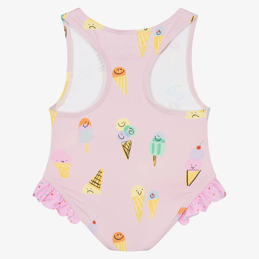 Stella McCartney Kids Girls Pink Ice Cream Swimsuit (UPF50+)