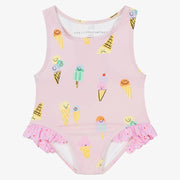 Stella McCartney Kids Girls Pink Ice Cream Swimsuit (UPF50+)