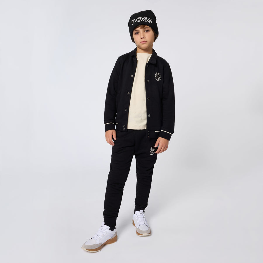 Boss Boys Black Cotton Jersey Varsity Jacket