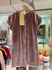 Gingersnaps Baby Velvet Dress with Floral Appliqués