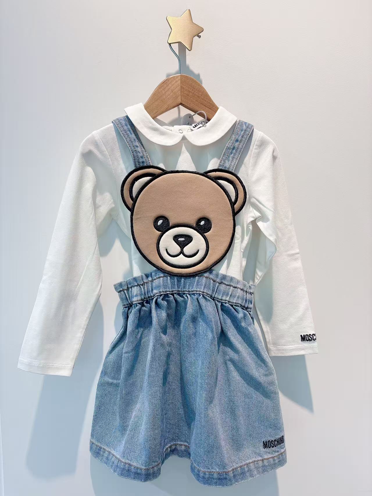 Moschino Girls Blue Denim Teddy Bear Dress Set