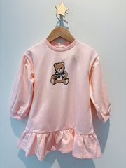 Moschino Baby Girls Pink Cotton Jersey Teddy Bear Dress