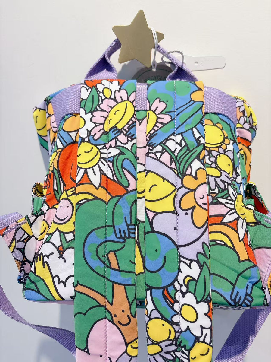 Stella McCartney Kids Girls Colourful Earth & Smiling Flowers Backpack (27cm)
