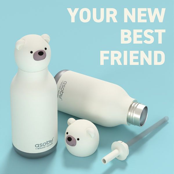 Asobu Bestie Polar Bear Water Bottle 16 oz