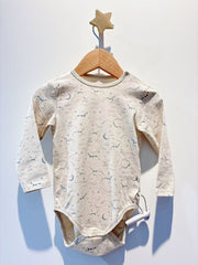 Konges Slojd Basic LS Newborn Kimono Bodysuit - Cielo Marino