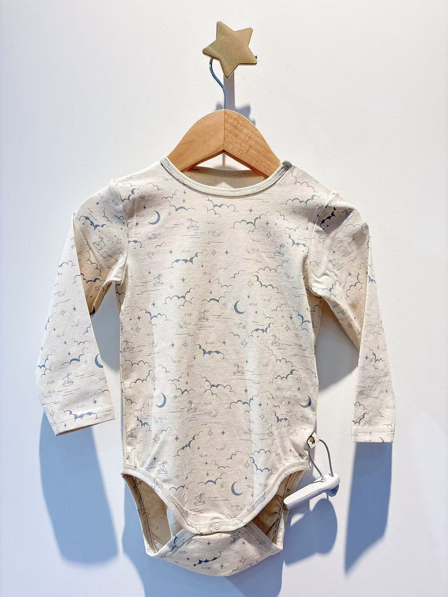 Konges Slojd Basic LS Newborn Kimono Bodysuit - Cielo Marino