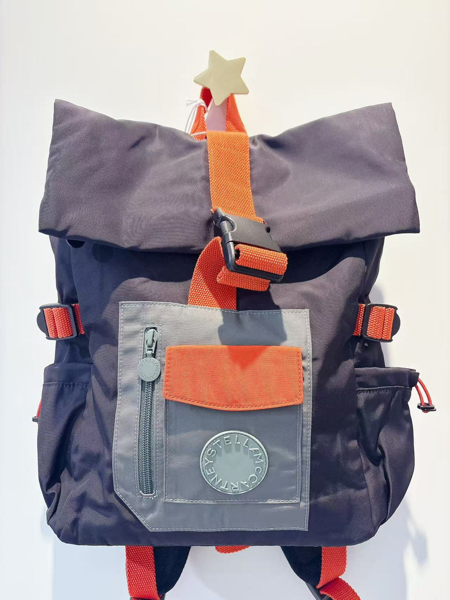 Stella McCartney Kids Boys Black Backpack With Green & Orange Detailing (38cm)