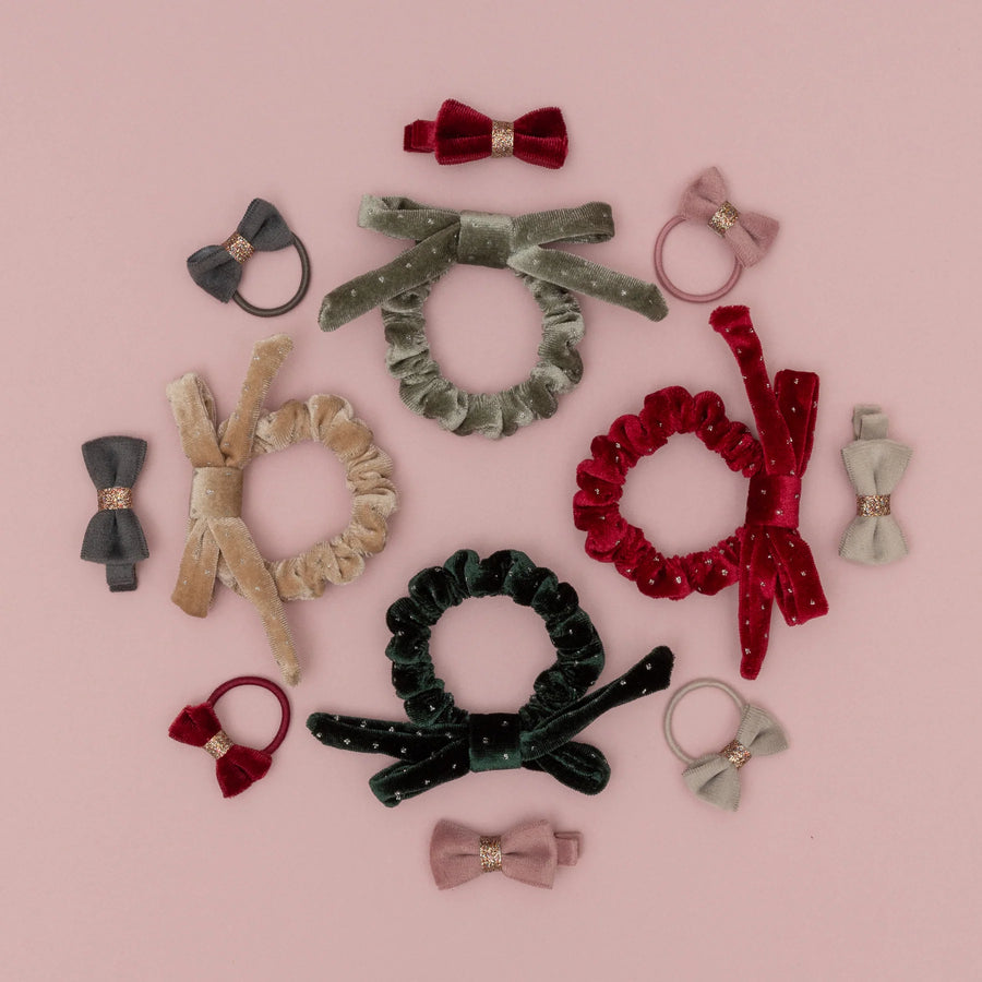 Mimi & Lula - Christmas velvet bow scrunchies