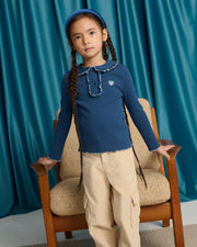 Gingersnaps Baby Geraldine Ribbled Tee with Collar Blue
