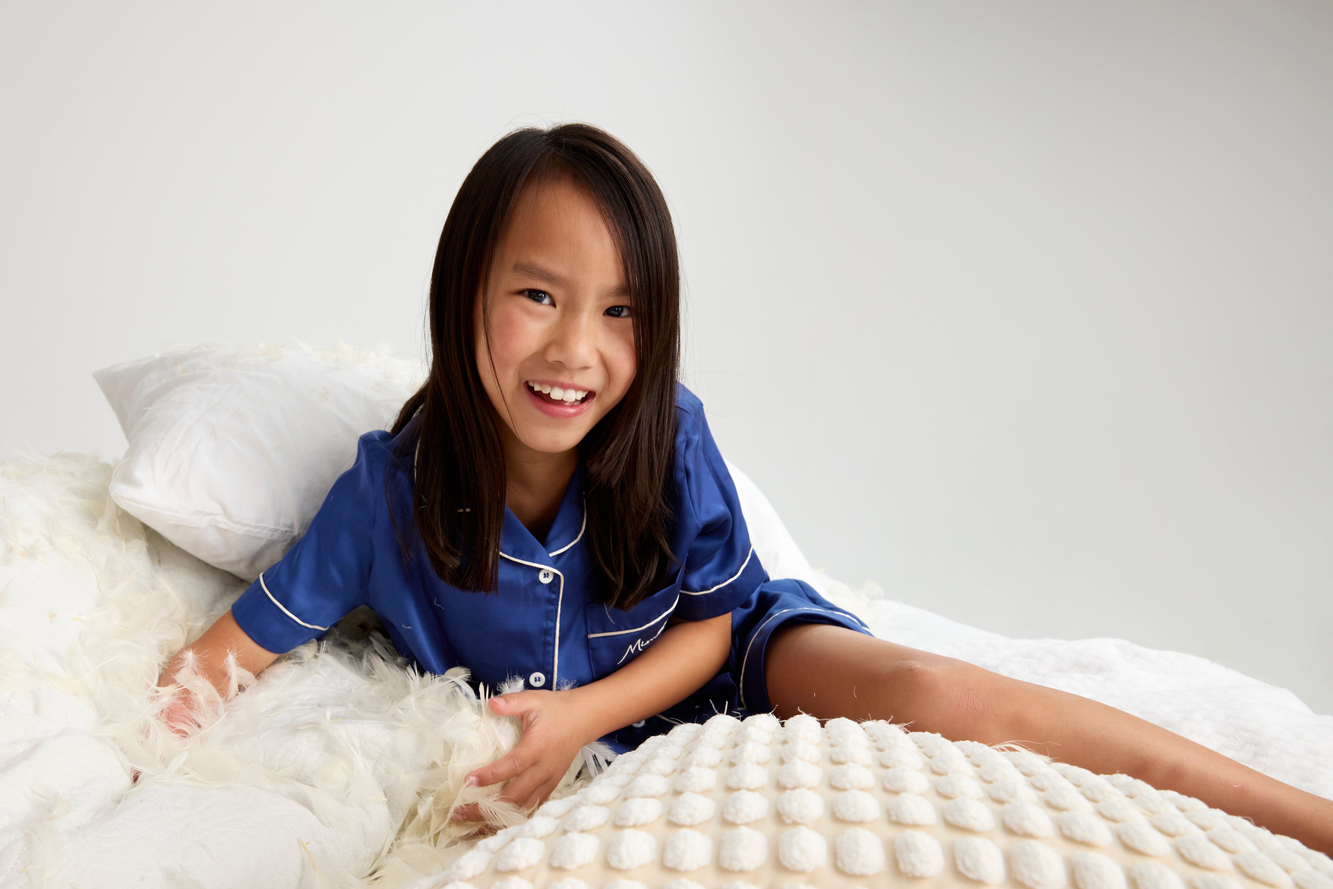 La Mimiland Mi Classic TENCEL Silky Short Sleeve Lounge Set Navy