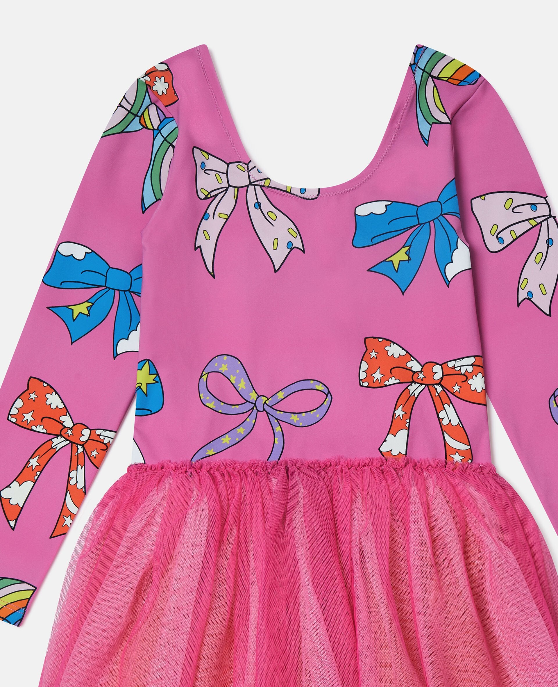 Stella McCartney Kids Bow Print Layered Tulle Dress