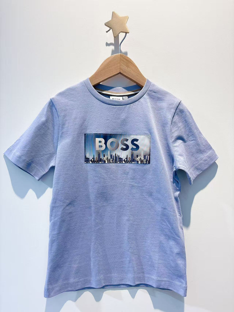 Boss Boy Short Sleeved Cotton Jersey Tshirt Medium Grey