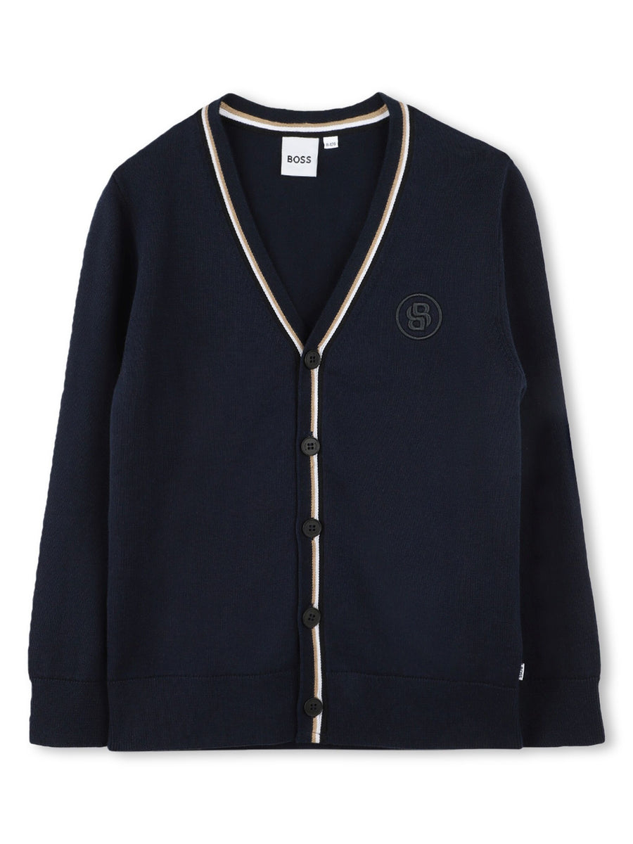 Boss Boys Logo Embroidered Cotton Cardigan