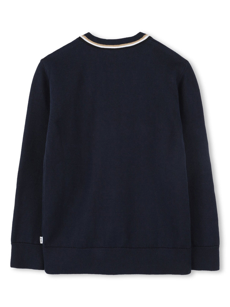 Boss Boys Logo Embroidered Cotton Cardigan