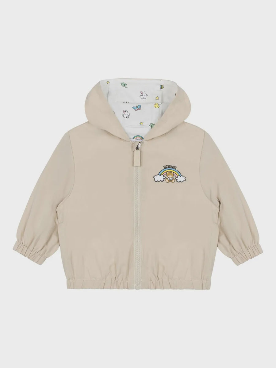 Moschino Baby Rainbow Logo Print Hooded Jacket