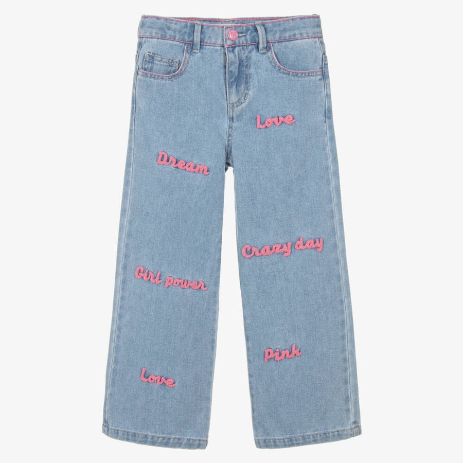 Billieblush Girls Blue Denim Pants With Words