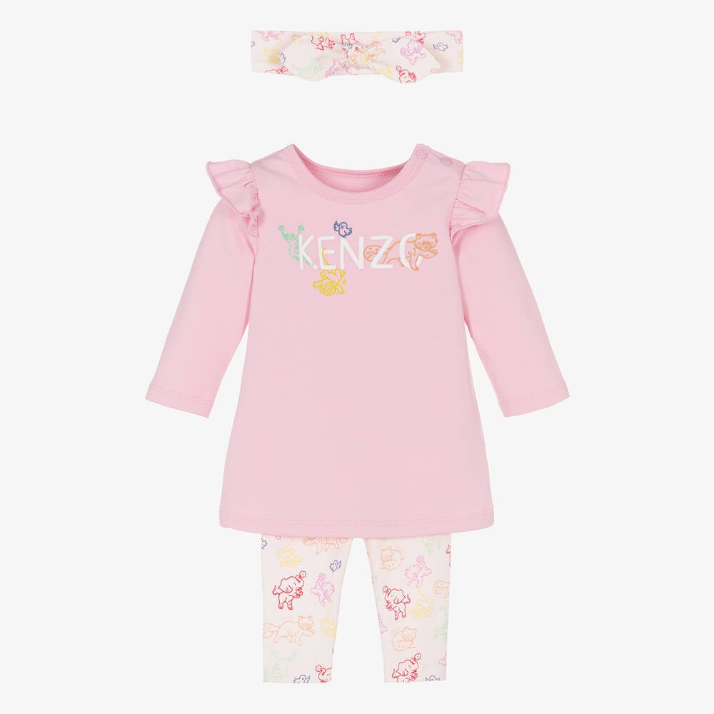 Kenzo Baby Girl Dress+Legging+Headband Gift Set