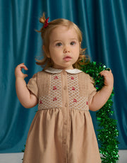 Gingersnaps Baby Marjorie Hand-Smocked Dress with Cherry Bullion Hand Embroidery