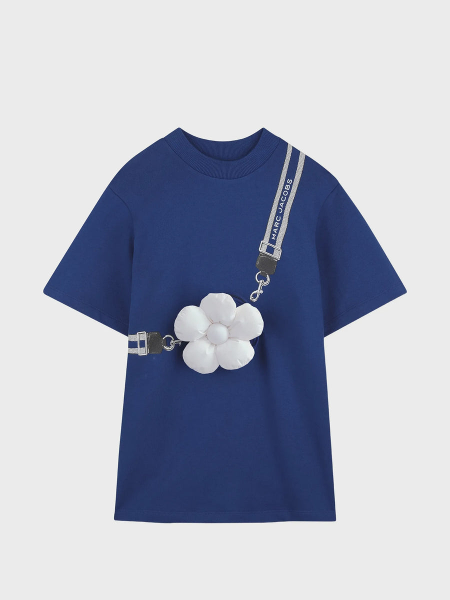 The Marc Jacobs Kids Blue flower-patch short-sleeve dress