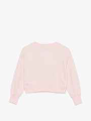 Moschino Kids Pink Crop Sweatshirt with Bear Holding Heart