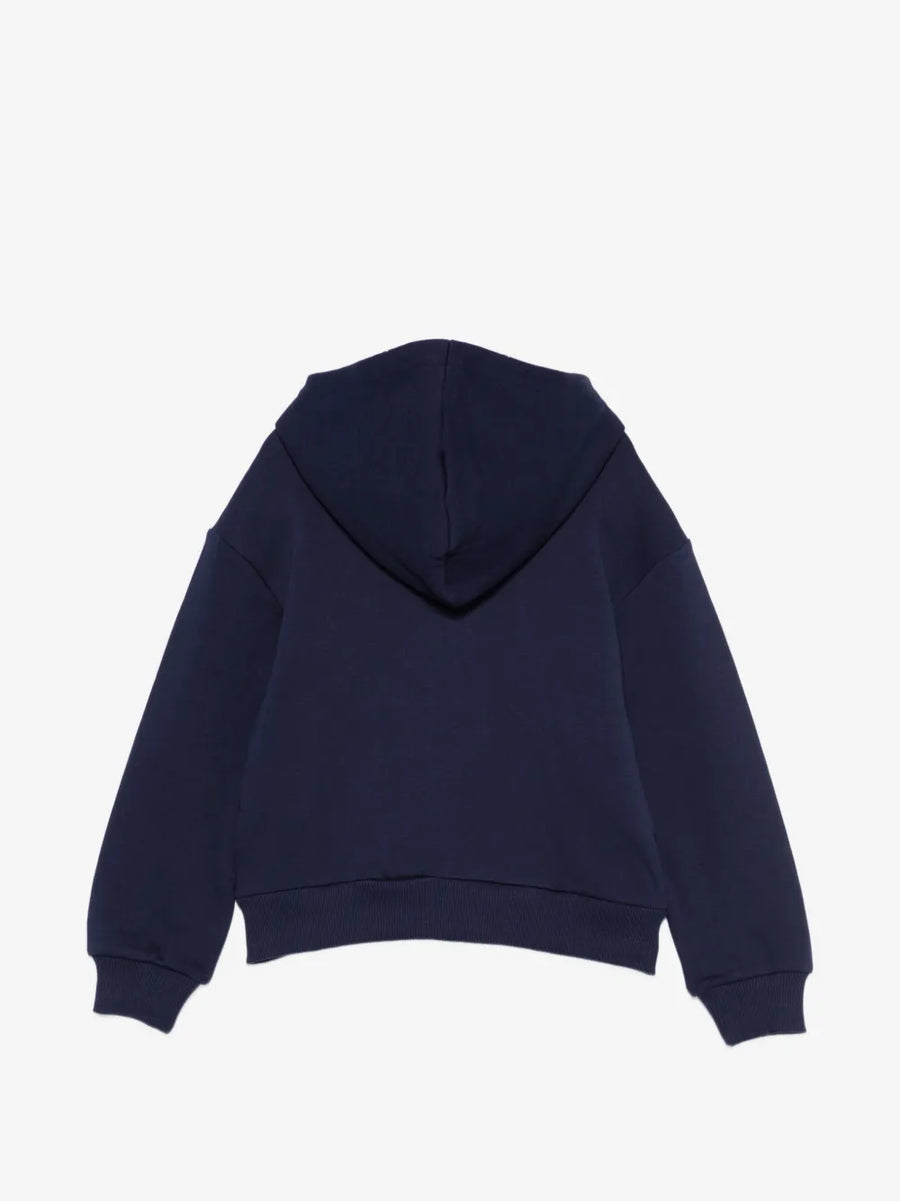 Moschino Kids Navy Zip-up Hoodie with Bear Logo