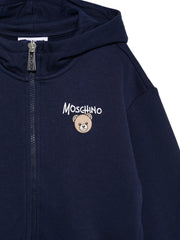 Moschino Kids Navy Zip-up Hoodie with Bear Logo