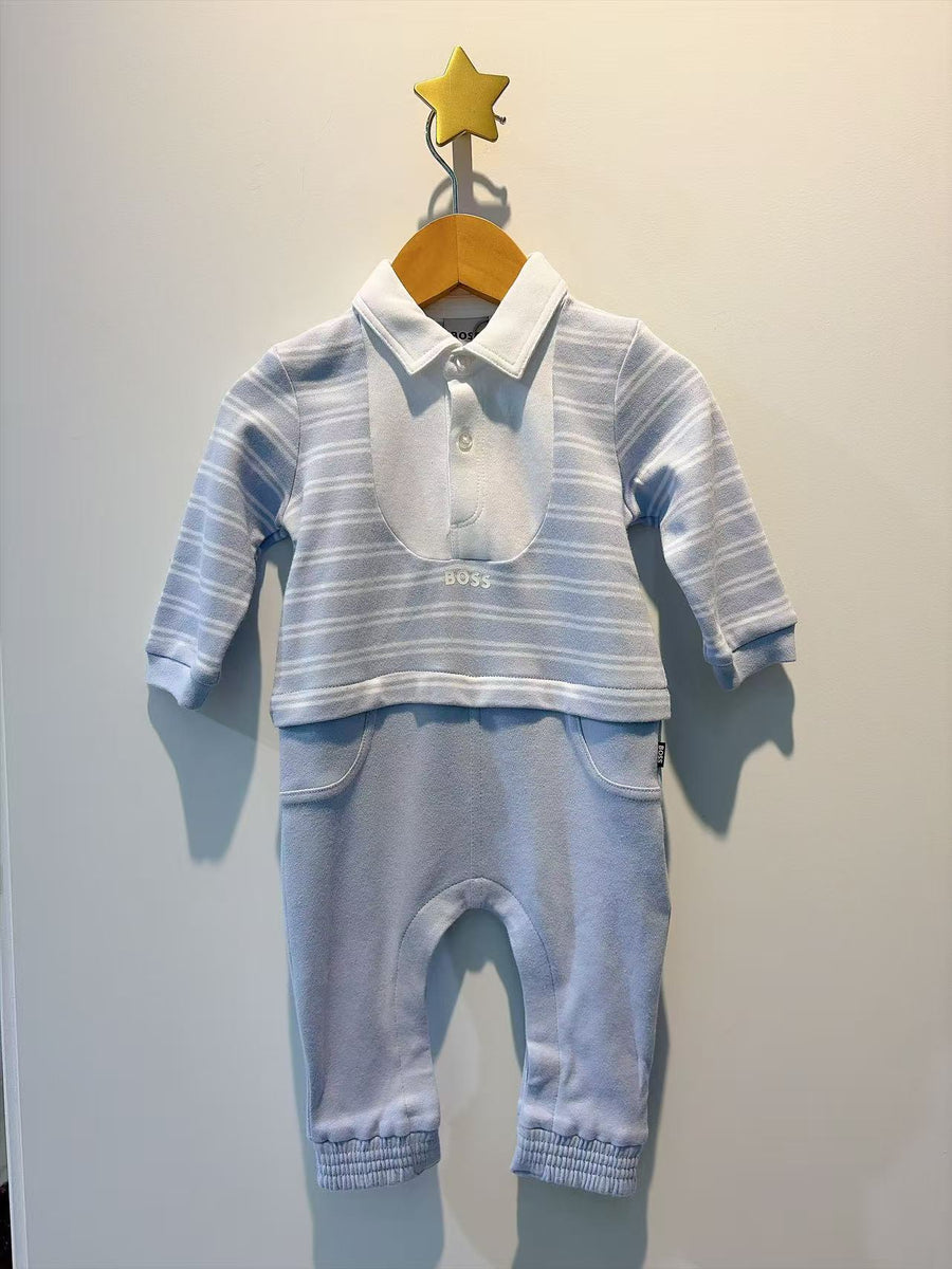Boss Striped 2in1 Coverall with Polo Collar Gift Box Set