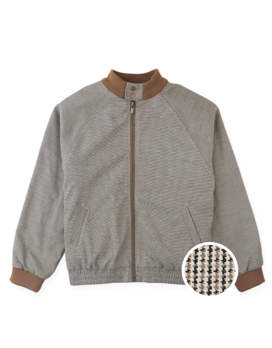 Gingersnaps Leonardo Micro-Houndstooth Harrington Jacket with Embroidered Detail