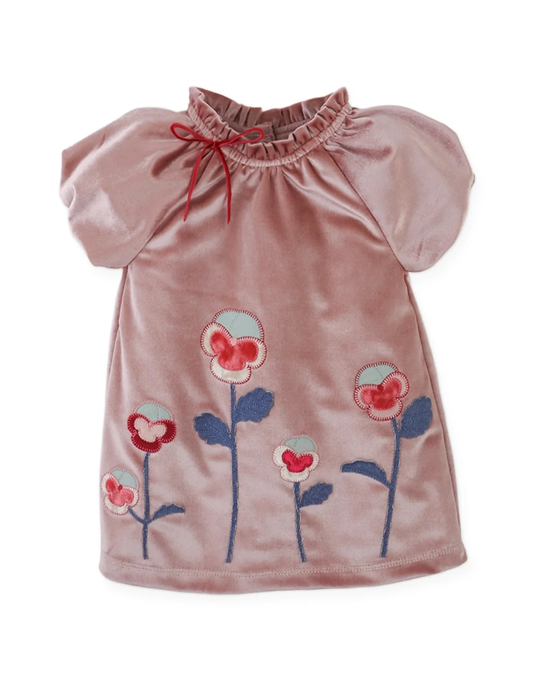 Gingersnaps Baby Velvet Dress with Floral Appliqués