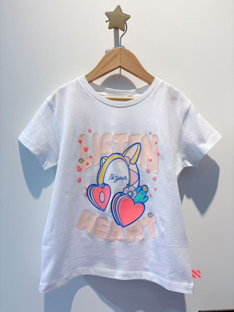 Billieblush Girls White Cotton Headphones T-Shirt