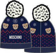 Moschino Kids Knitted Navy Blue Hat