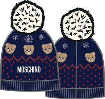 Moschino Kids Knitted Navy Blue Hat