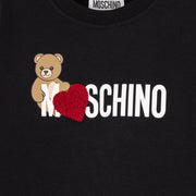 Moschino Girls Black Jersey Dress with Heart & Teddy