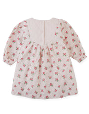 Gingersnaps   Baby Olivia Floral Printed Dress with Cross-Stitch Embroidery on Quilted Yoke
