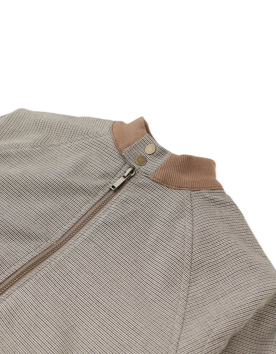 Gingersnaps Leonardo Micro-Houndstooth Harrington Jacket with Embroidered Detail