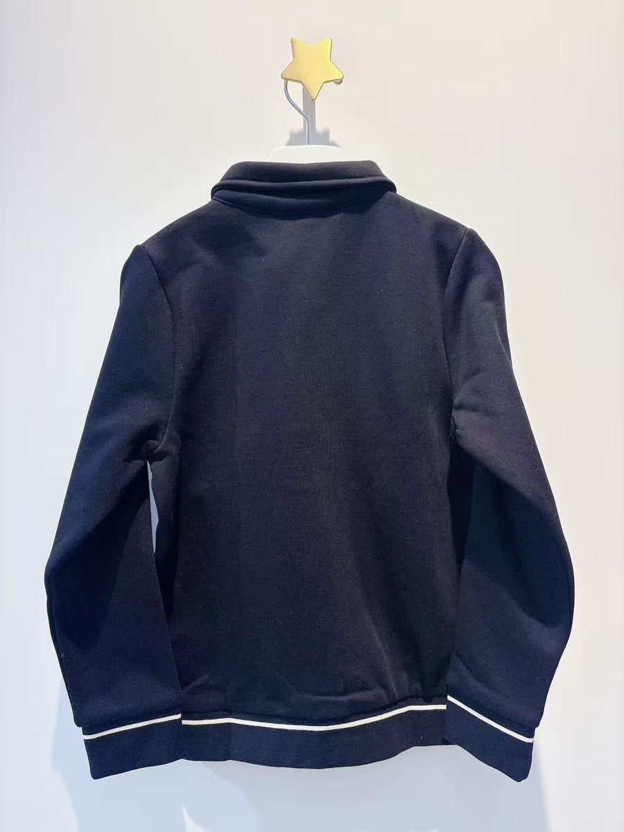 Boss Boys Black Cotton Jersey Varsity Jacket