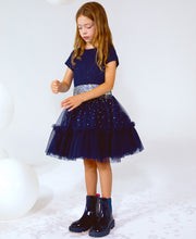 Billieblush Girls Navy Blue Sequinned Tulle Dress