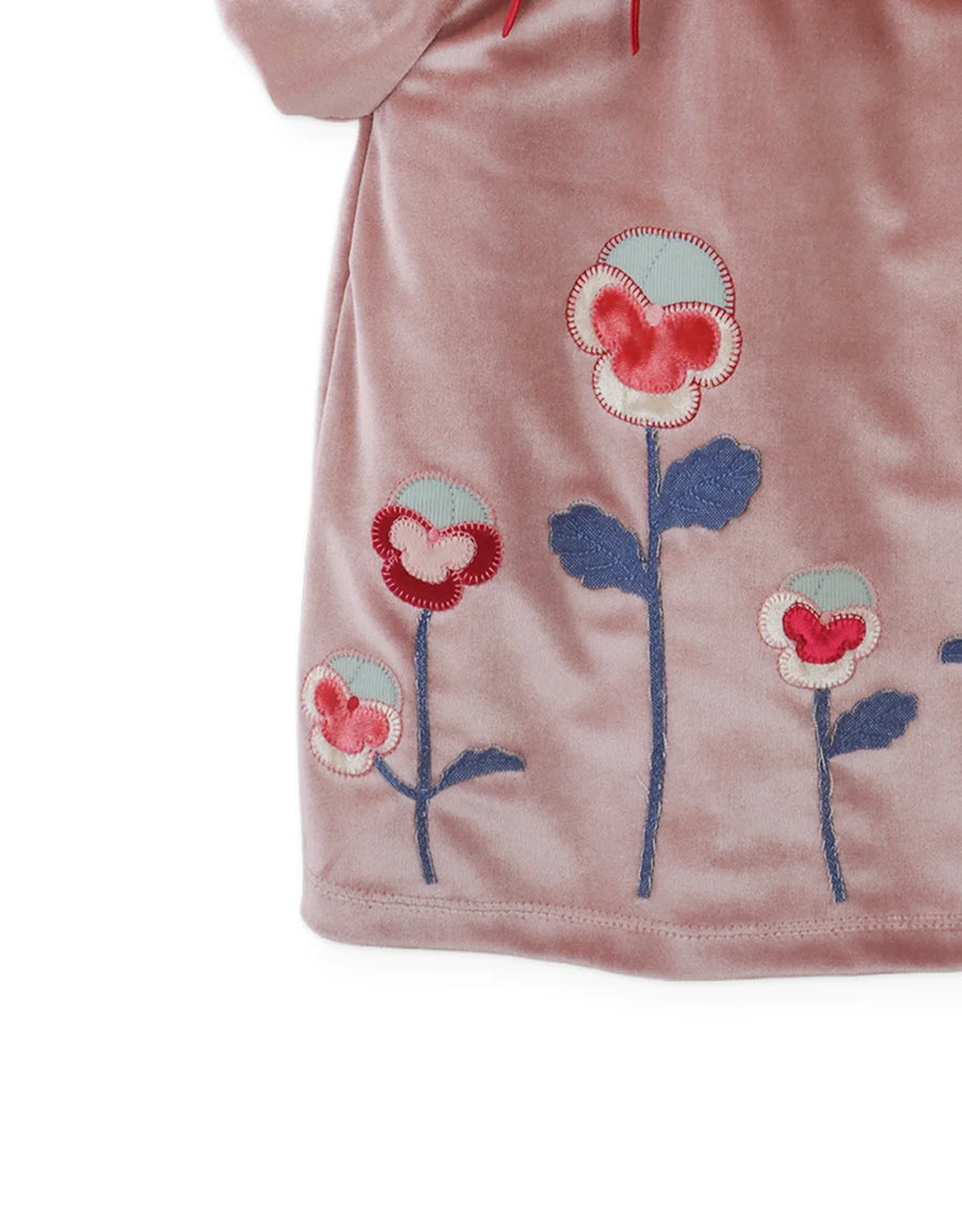Gingersnaps Baby Velvet Dress with Floral Appliqués