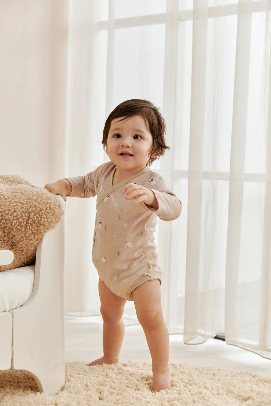 Norsu Baby Organic Kimono Long-sleeve Onesie-Polar Bear